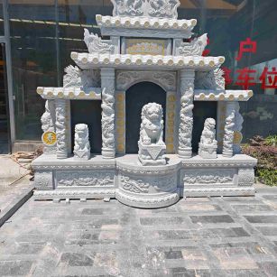 白银芝麻白中国黑石材套墓 花岗岩墓碑